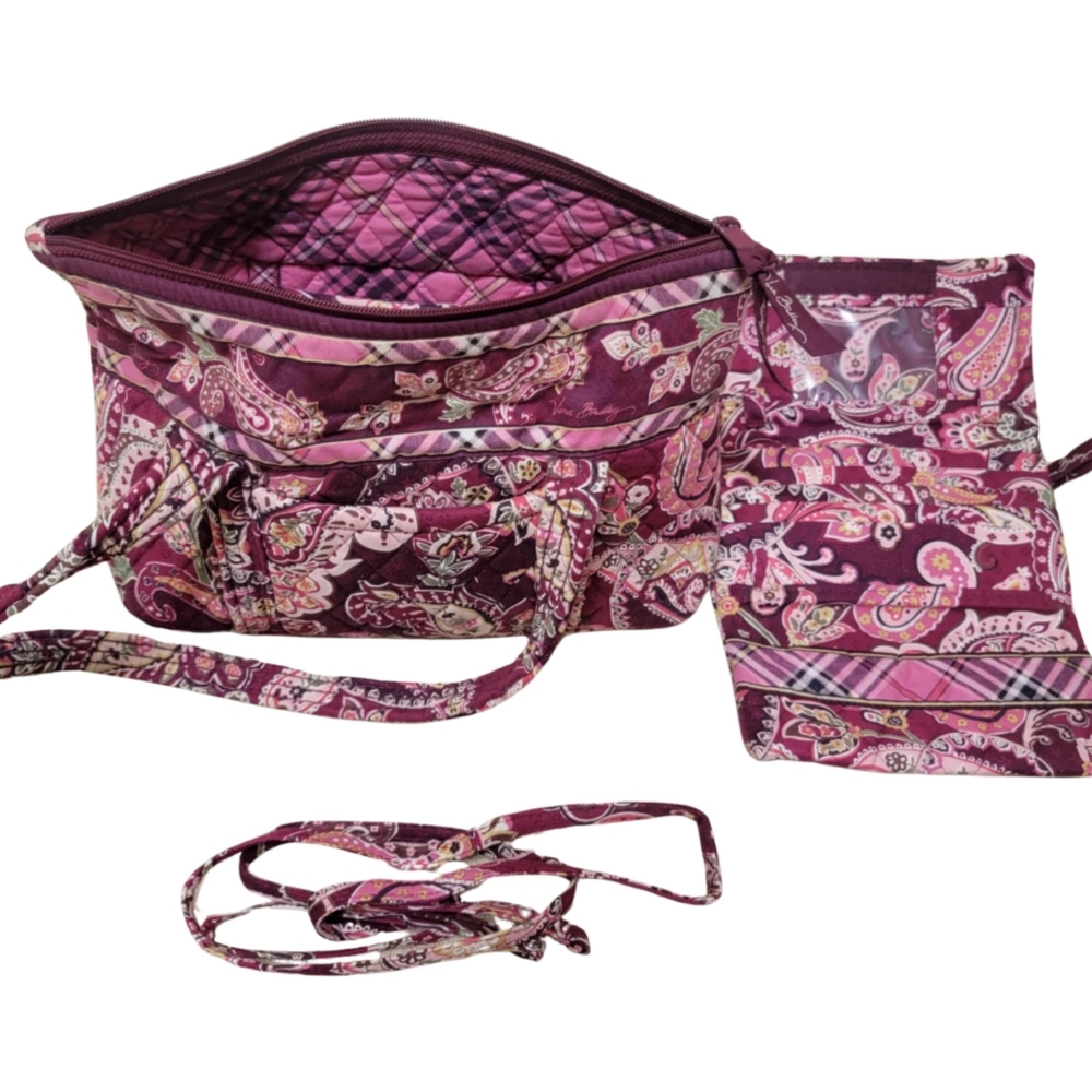 Vera Bradley Retired Piccadilly Plum Paisley Quilted Tote Shoulder Bag